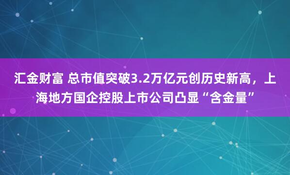 汇金财富 总市值突破3.2万亿元创历史新高,上海地方国企控股上市公司凸显“含金量”